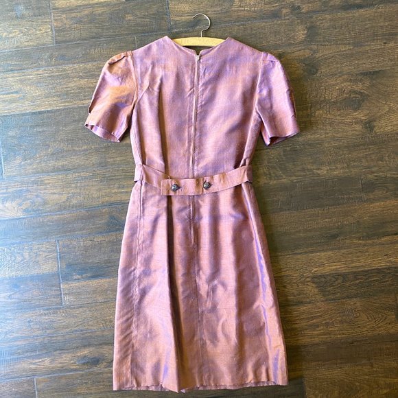 Vintage 1950s Vogue Couturier Design Handwoven Iridescent Silk Midi Dress - Picture 2 of 9